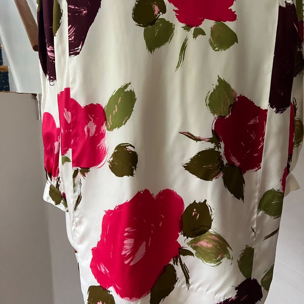 Kate Spade New York Size XXS Red Green Just Rosy Silk Blend Floral Shift Dress - Picture 4 of 16